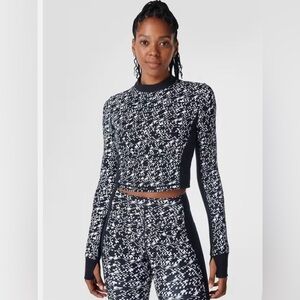 Sweaty Betty Power Zip Back White Long Sleeve Active cropped top Medium M